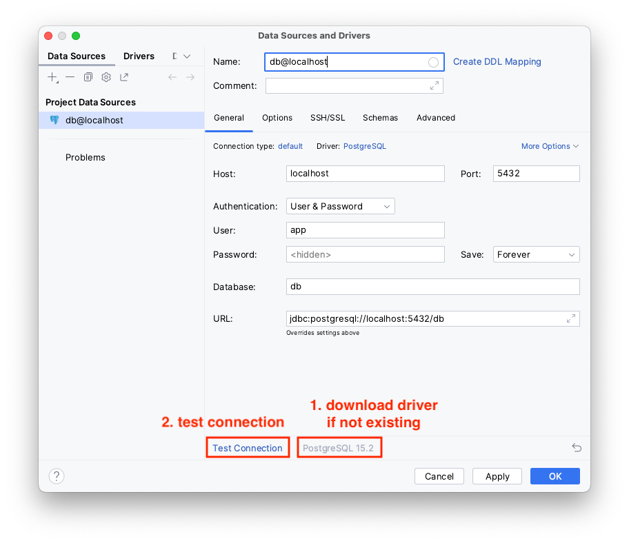 datasource create settings