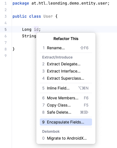 refactor encapsulate fields